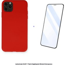 Cepmoda iPhone 11 Pro Max Lansman Kılıf + Tam Kaplayan Antistatik Ekran Koruyucu Set - Kırmızı