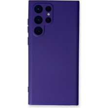 Cepmoda Samsung Galaxy S24 Ultra Lansman Kılıf - Iç Kısmı Kadife Kaplı - Esnek Silikon Kapak - Mor