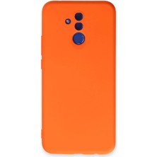 Cepmoda Huawei Mate 20 Lite Lansman Kılıf - Iç Kısmı Kadife Kaplı - Esnek Silikon Kapak - Turuncu