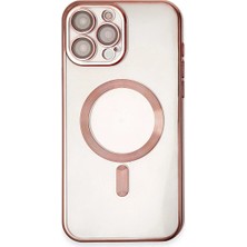 Cepmoda iPhone 15 Pro Kılıf Uyumlu Magsafe Destekli Kılıf - Arkası Şeffaf - Rose