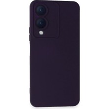 Cepmoda Vivo Y17S Lansman Kılıf - Iç Kısmı Kadife Kaplı - Esnek Silikon Kapak - Mor