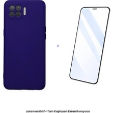 Cepmoda Oppo Reno 4 Lite Lansman Kılıf + Tam Kaplayan Antistatik Ekran Koruyucu Set - Mor