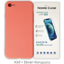 Cepmoda iPhone 7 Uyumlu Silikon Telefon Kılıfı ve Temperli Cam Ekran Koruyucu 2’li Set -Turuncu