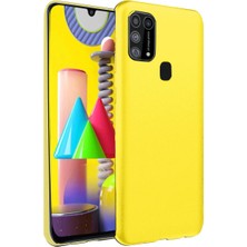 Cepmoda Samsung Galaxy M31 Lansman Kılıf - Iç Kısmı Kadife Kaplı - Esnek Silikon Kapak - Sarı