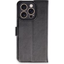 Cepmoda iPhone 16 Pro Uyumlu Kapaklı Kılıf - Cüzdanlı - Kopçalı - Siyah