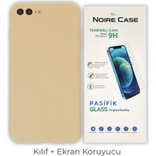 Cepmoda iPhone 7 Plus Uyumlu Silikon Telefon Kılıfı ve Temperli Cam Ekran Koruyucu 2’li Set - Gold