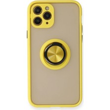 Cepmoda iPhone 11 Pro Uyumlu Yüzüklü Kılıf - Buzlu Şeffaf - Sarı
