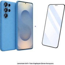 Cepmoda Samsung Galaxy S26 Ultra Lansman Kılıf + Tam Kaplayan Antistatik Ekran Koruyucu Set - Mavi