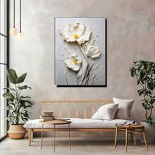 Artprinta Beyaz Çiçek Kanvas Tablo – Minimal Modern Duvar Dekoru
