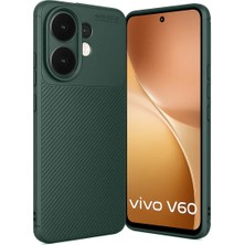 Cepmoda Vivo V60 5g Uyumlu Karbon Desenli Mat Silikon Telefon Kılıfı - Koyu Yeşil