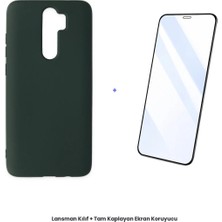 Cepmoda Redmi Note 8 Pro Lansman Kılıf + Tam Kaplayan Antistatik Ekran Koruyucu Set - Koyu Yeşil