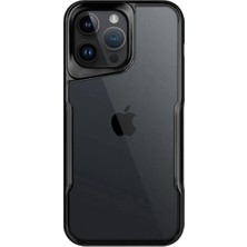 Cepmoda iPhone 15 Pro Şeffaf Arka Mat Silikon Kılıf Darbe Korumalı - Siyah