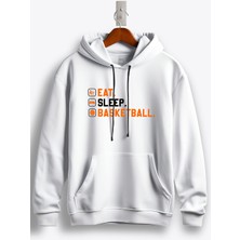 MGAX Eat Sleep Basketball Baskılı Regular Kapşonlu Sweatshirt