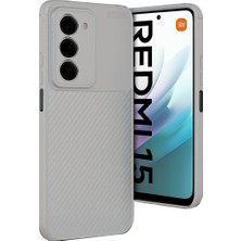 Cepmoda Redmi 15 4g Uyumlu Karbon Desenli Mat Silikon Telefon Kılıfı - Gri