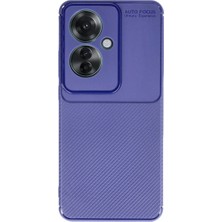 Cepmoda Oppo Reno 11F Uyumlu Karbon Desenli Mat Silikon Telefon Kılıfı - Lacivert