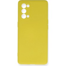 Cepmoda Oppo Reno 5 Pro Lansman Kılıf - Iç Kısmı Kadife Kaplı - Esnek Silikon Kapak - Sarı