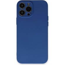 Cepmoda iPhone 13 Pro Max Lansman Kılıf - Iç Kısmı Kadife Kaplı - Esnek Silikon Kapak - Lacivert
