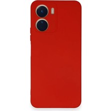 Cepmoda Vivo Y16 Lansman Kılıf - Iç Kısmı Kadife Kaplı - Esnek Silikon Kapak - Kırmızı
