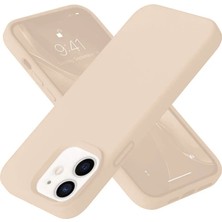 Cepmoda iPhone 12 Lansman Kılıf - Iç Kısmı Kadife Kaplı - Esnek Silikon Kapak - Pudra