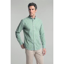Bisse Regular Fit Erkek Uzun Kol Pamuk Yeşil Gömlek GMCZG250087_D47