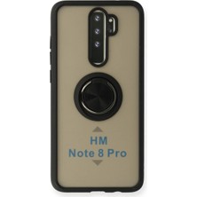 Cepmoda Redmi Note 8 Pro Uyumlu Yüzüklü Kılıf - Buzlu Şeffaf - Siyah