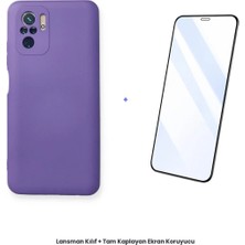 Cepmoda Redmi Note 10 Lansman Kılıf + Tam Kaplayan Antistatik Ekran Koruyucu Set - Mor