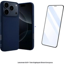 Cepmoda iPhone 17 Pro Max Lansman Kılıf + Tam Kaplayan Antistatik Ekran Koruyucu Set - Lacivert