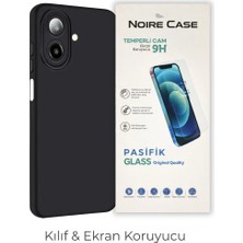 Cepmoda Samsung A07 Uyumlu Silikon Telefon Kılıfı ve Temperli Cam Ekran Koruyucu 2’li Set - Siyah