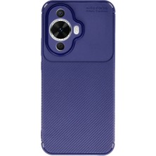 Cepmoda Huawei Nova 12S Uyumlu Karbon Desenli Mat Silikon Telefon Kılıfı - Lacivert