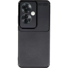 Cepmoda Oppo Reno 11F Uyumlu Karbon Desenli Mat Silikon Telefon Kılıfı - Siyah