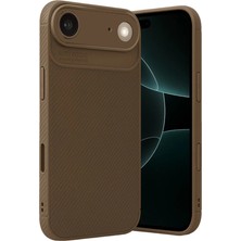 Cepmoda iPhone 17 Air Uyumlu Karbon Desenli Mat Silikon Telefon Kılıfı - Kahverengi