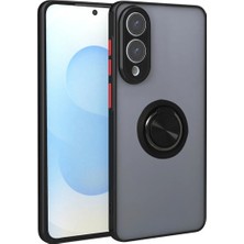 Cepmoda Samsung Galaxy S25 Edge Uyumlu Yüzüklü Kılıf - Buzlu Şeffaf - Siyah