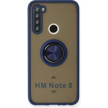 Cepmoda Redmi Note 8 Uyumlu Yüzüklü Kılıf - Buzlu Şeffaf - Lacivert