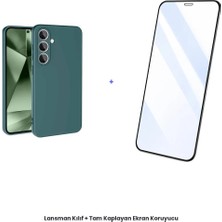 Cepmoda Samsung Galaxy S24 Fe Lansman Kılıf + Tam Kaplayan Antistatik Ekran Koruyucu Set - Koyu Yeşil