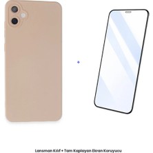 Cepmoda Samsung Galaxy A05 Lansman Kılıf + Tam Kaplayan Antistatik Ekran Koruyucu Set - Pudra