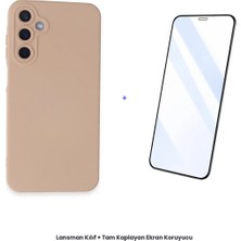 Cepmoda Samsung Galaxy A25 5g Lansman Kılıf + Tam Kaplayan Antistatik Ekran Koruyucu Set - Pudra