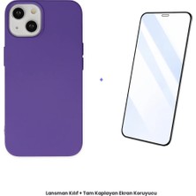 Cepmoda iPhone 14 Plus Lansman Kılıf + Tam Kaplayan Antistatik Ekran Koruyucu Set - Mor