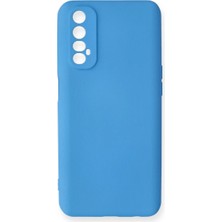 Cepmoda Realme 7 Lansman Kılıf - Iç Kısmı Kadife Kaplı - Esnek Silikon Kapak - Mavi