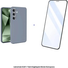 Cepmoda Samsung Galaxy S24 Fe Lansman Kılıf + Tam Kaplayan Antistatik Ekran Koruyucu Set - Gri