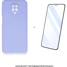 Cepmoda Redmi Note 9 Pro Lansman Kılıf + Tam Kaplayan Antistatik Ekran Koruyucu Set - Lila