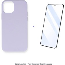 Cepmoda iPhone 12 Pro Max Lansman Kılıf + Tam Kaplayan Antistatik Ekran Koruyucu Set - Lila