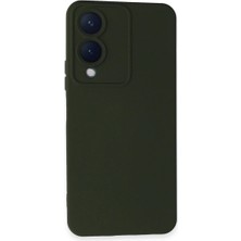 Cepmoda Vivo Y17S Lansman Kılıf - Iç Kısmı Kadife Kaplı - Esnek Silikon Kapak - Koyu Yeşil