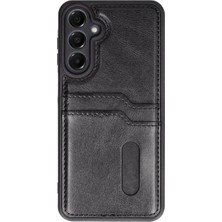 Cepmoda Samsung Galaxy S24 Fe Uyumlu Çift Kart Bölümlü Deri Kılıf - Siyah