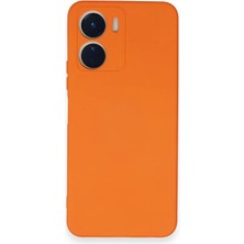 Cepmoda Vivo Y16 Lansman Kılıf - Iç Kısmı Kadife Kaplı - Esnek Silikon Kapak - Turuncu
