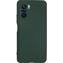 Cepmoda Poco F3 Lansman Kılıf - Iç Kısmı Kadife Kaplı - Esnek Silikon Kapak - Koyu Yeşil