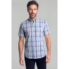 Bisse Regular Fit Erkek Kısa Kol Pamuk Yeşil Gömlek GMCZG250069_D47