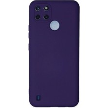Cepmoda Realme C25Y Lansman Kılıf - Iç Kısmı Kadife Kaplı - Esnek Silikon Kapak - Mor