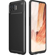 Cepmoda Oppo A73 Uyumlu Karbon Desenli Mat Silikon Telefon Kılıfı - Siyah