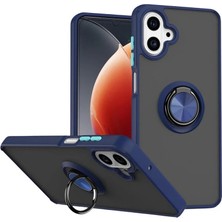 Cepmoda Samsung Galaxy A07 4g Uyumlu Yüzüklü Kılıf - Buzlu Şeffaf - Lacivert