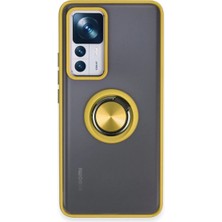 Cepmoda Mi 12T Pro Uyumlu Yüzüklü Kılıf - Buzlu Şeffaf - Sarı